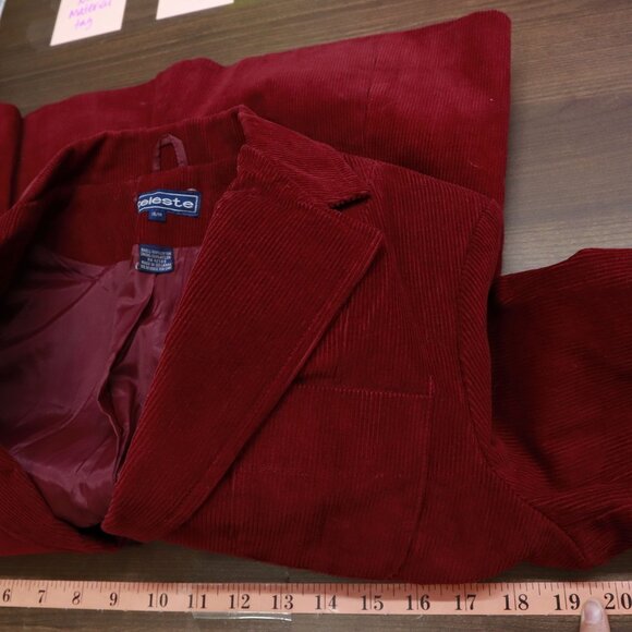 Celeste Corduroy Blazer Womens 13/14 Red Rich Auntie Core Timeless Country Club - Picture 9 of 15
